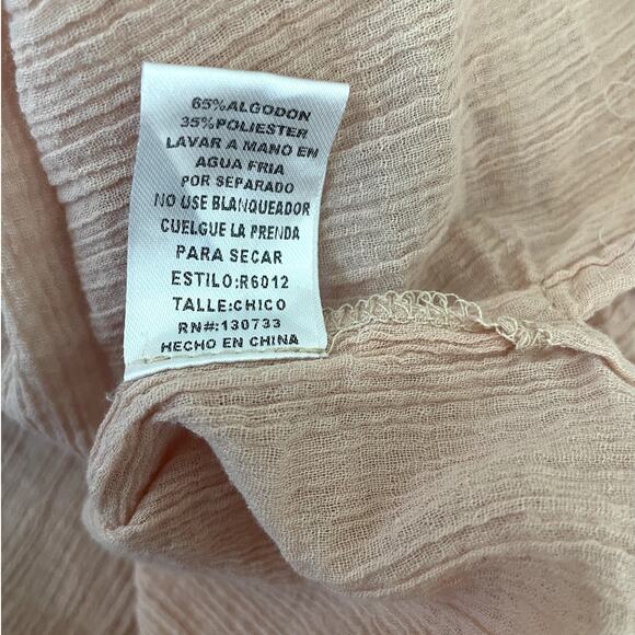 Umgee‎ Women Tunic Top S Peach Flower Crochet Inlet Gauzy Boho Cottage Prairie - Picture 8 of 10